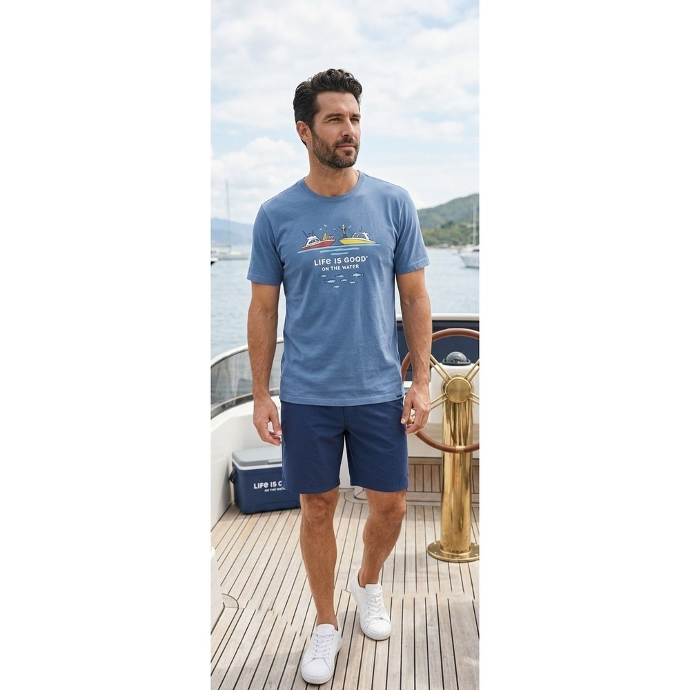 Life Is Good Life Is Better On The Water Fishing Boater Graphic T Size XL NWT